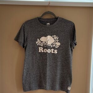 Roots Charcoal T-Shirt with Cream Beaver Logo